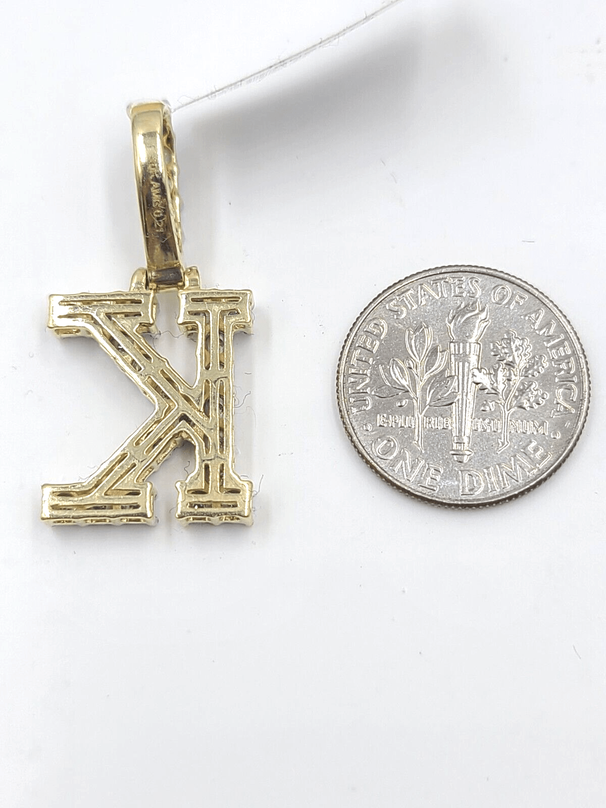Real 10k Gold & Diamond Letter "K" Initial Alphabet Charm/Pendant 1.25". - Reva Jeweler