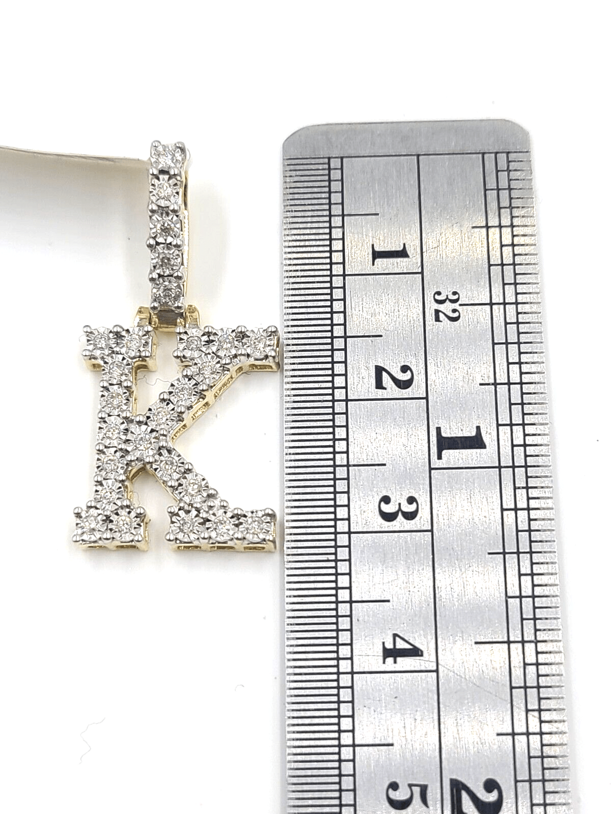 Real 10k Gold & Diamond Letter "K" Initial Alphabet Charm/Pendant 1.25". - Reva Jeweler