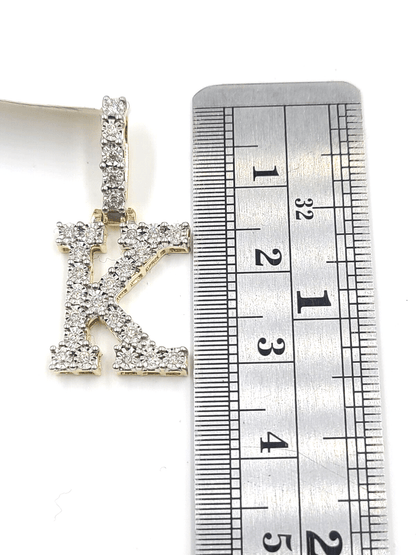 Real 10k Gold & Diamond Letter "K" Initial Alphabet Charm/Pendant 1.25". - Reva Jeweler