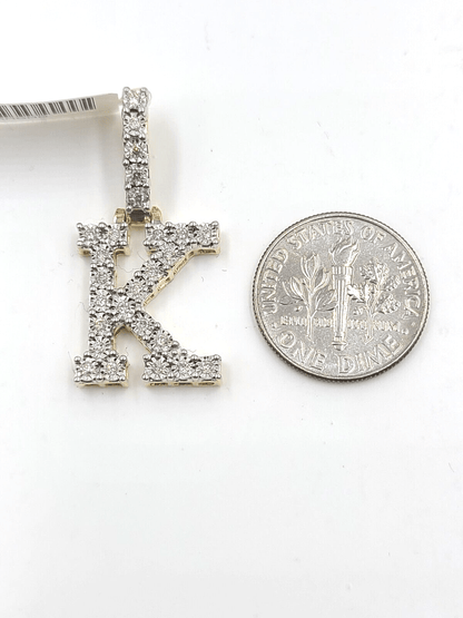 Real 10k Gold & Diamond Letter "K" Initial Alphabet Charm/Pendant 1.25". - Reva Jeweler