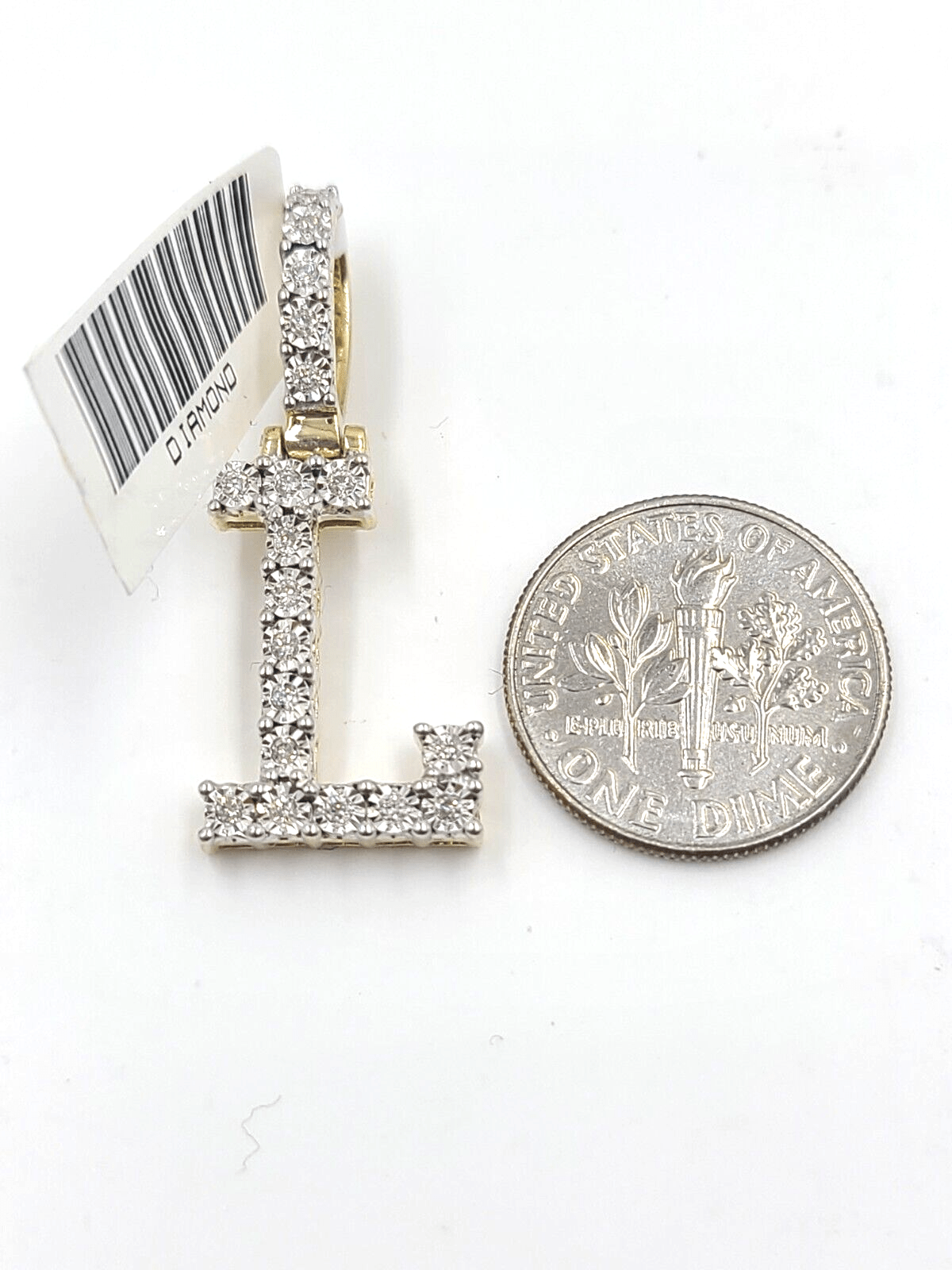 Real 10k Gold & Diamond Letter "L" Initial Alphabet Charm/Pendant 1.25". - Reva Jeweler
