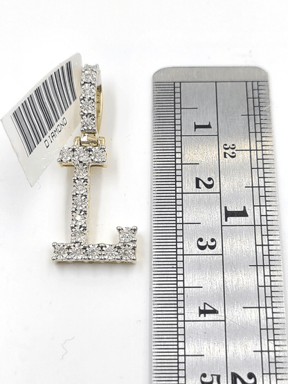 Real 10k Gold & Diamond Letter "L" Initial Alphabet Charm/Pendant 1.25". - Reva Jeweler