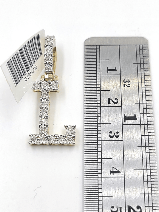 Real 10k Gold & Diamond Letter "L" Initial Alphabet Charm/Pendant 1.25". - Reva Jeweler