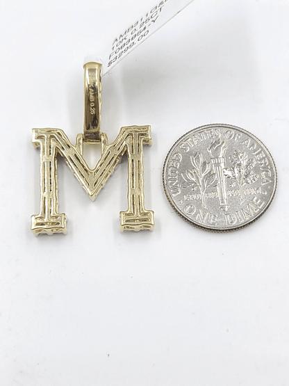 Real 10k Gold & Diamond Letter "M" Initial Alphabet Charm/Pendant 1.25". - Reva Jeweler