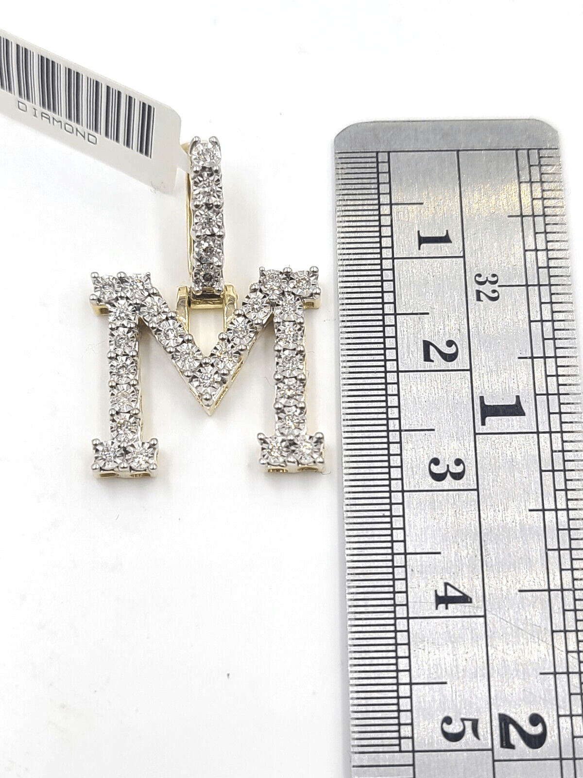 Real 10k Gold & Diamond Letter "M" Initial Alphabet Charm/Pendant 1.25". - Reva Jeweler