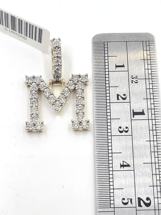 Real 10k Gold & Diamond Letter "M" Initial Alphabet Charm/Pendant 1.25". - Reva Jeweler