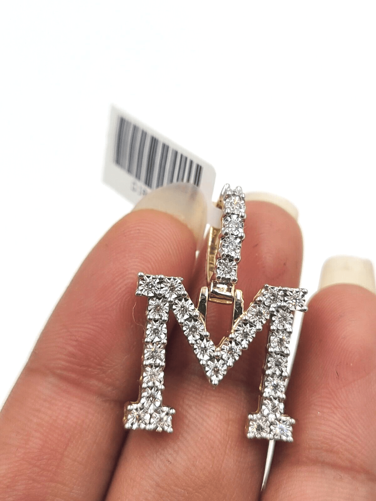 Real 10k Gold & Diamond Letter "M" Initial Alphabet Charm/Pendant 1.25". - Reva Jeweler