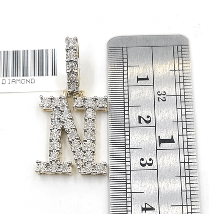 Real 10k Gold & Diamond Letter "N" Initial Alphabet Charm/Pendant 1.25". - Reva Jeweler