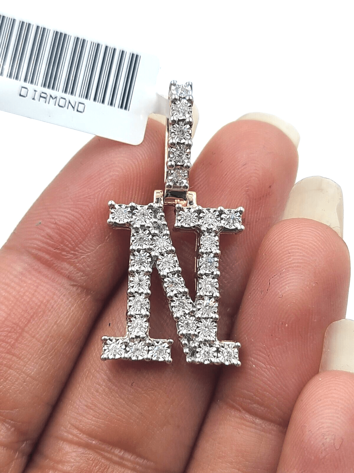 Real 10k Gold & Diamond Letter "N" Initial Alphabet Charm/Pendant 1.25". - Reva Jeweler