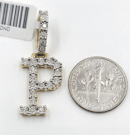 Real 10k Gold & Diamond Letter "P" Initial Alphabet Charm/Pendant 1.25". - Reva Jeweler