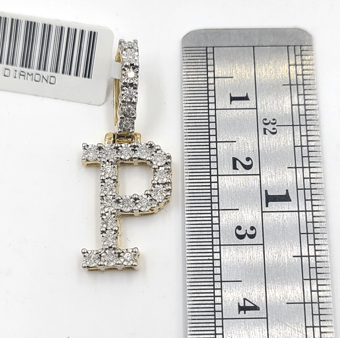 Real 10k Gold & Diamond Letter "P" Initial Alphabet Charm/Pendant 1.25". - Reva Jeweler
