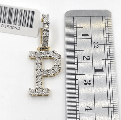 Real 10k Gold & Diamond Letter "P" Initial Alphabet Charm/Pendant 1.25". - Reva Jeweler