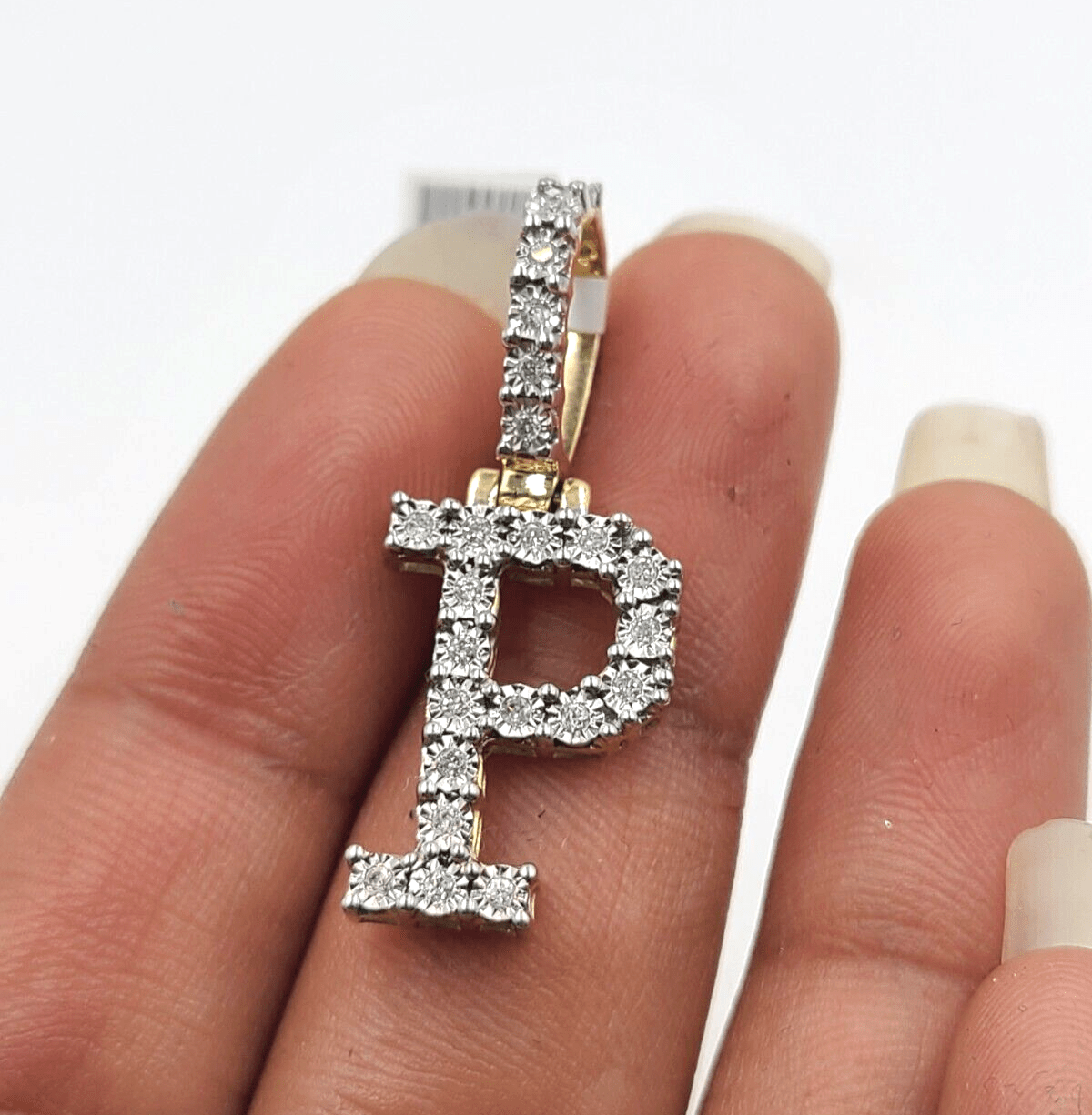 Real 10k Gold & Diamond Letter "P" Initial Alphabet Charm/Pendant 1.25". - Reva Jeweler