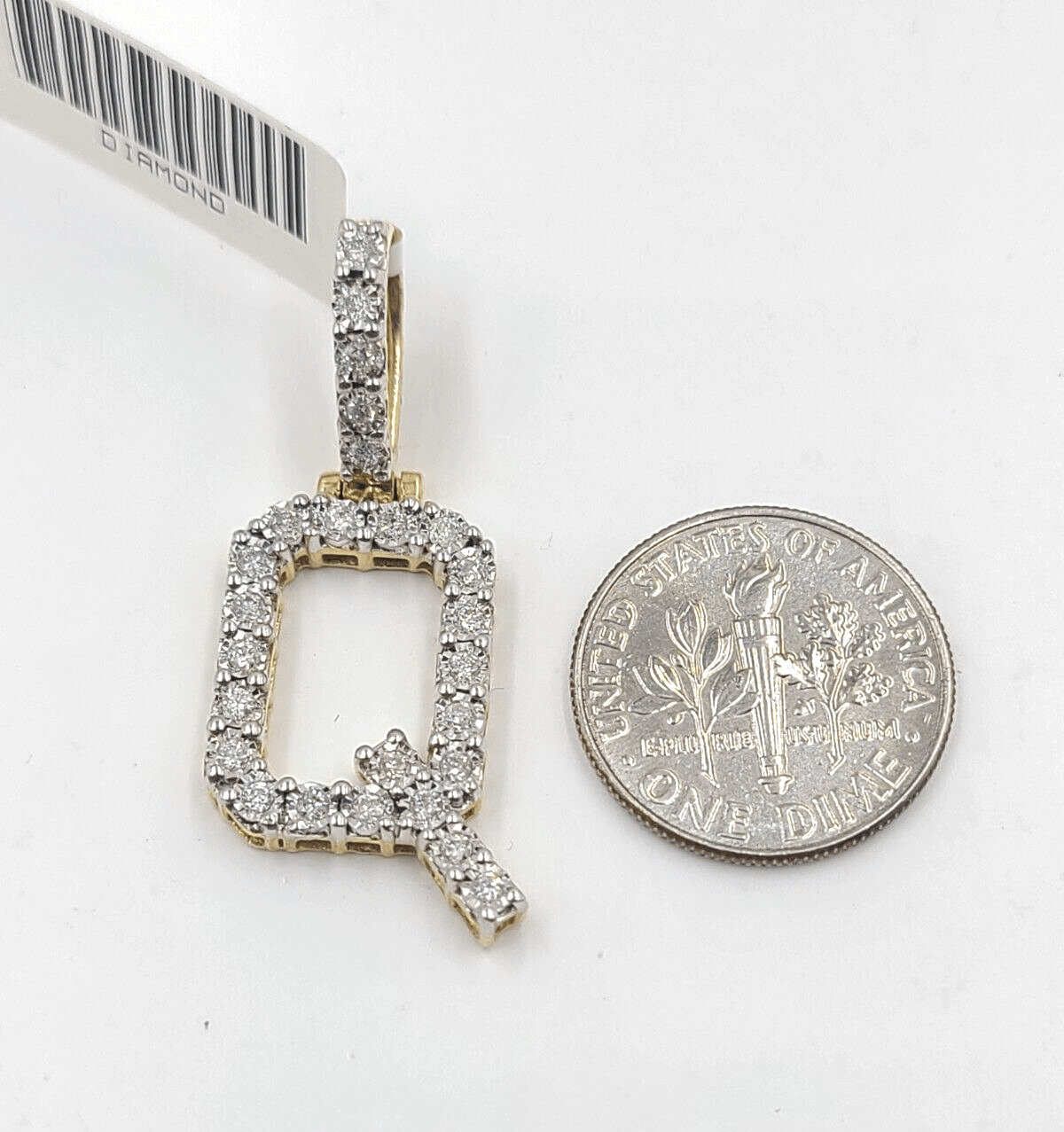 Real 10k Gold & Diamond Letter "Q" Initial Alphabet Charm/Pendant 1.25". - Reva Jeweler