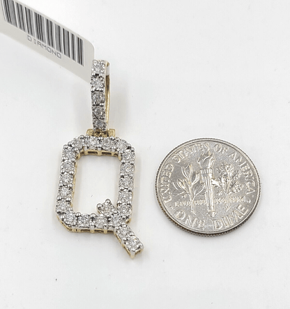 Real 10k Gold & Diamond Letter "Q" Initial Alphabet Charm/Pendant 1.25". - Reva Jeweler