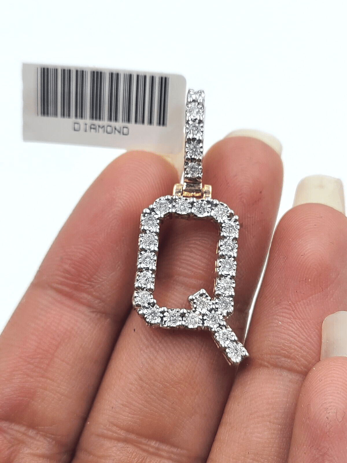 Real 10k Gold & Diamond Letter "Q" Initial Alphabet Charm/Pendant 1.25". - Reva Jeweler