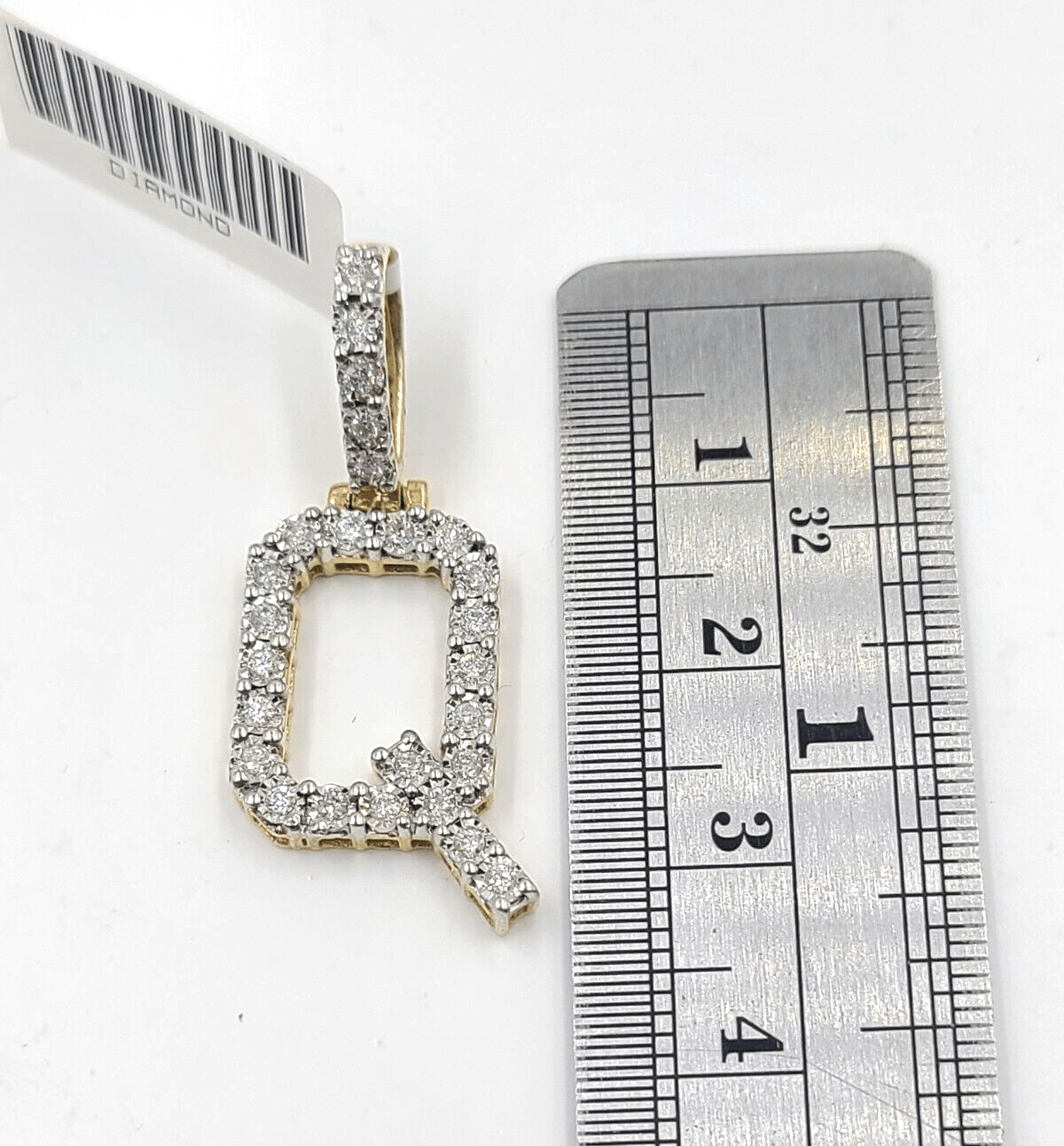 Real 10k Gold & Diamond Letter "Q" Initial Alphabet Charm/Pendant 1.25". - Reva Jeweler