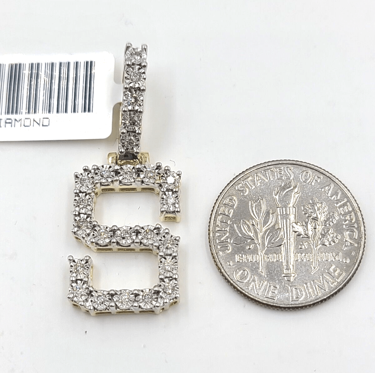 Real 10k Gold Diamond Letter S Initial Alphabet Charm Pendant 1.25" Men Women - Reva Jeweler