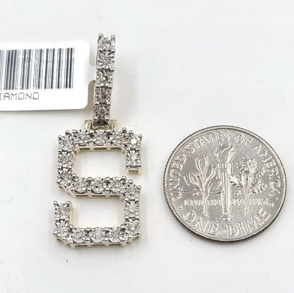 Real 10k Gold Diamond Letter S Initial Alphabet Charm Pendant 1.25" Men Women - Reva Jeweler