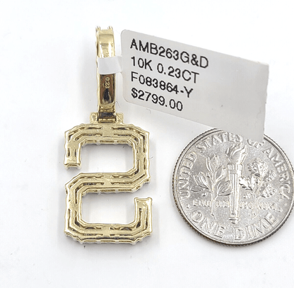 Real 10k Gold Diamond Letter S Initial Alphabet Charm Pendant 1.25" Men Women - Reva Jeweler