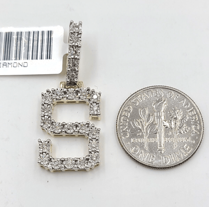 Real 10k Gold & Diamond Letter "S" Initial Alphabet Charm/Pendant 1.25". - Reva Jeweler