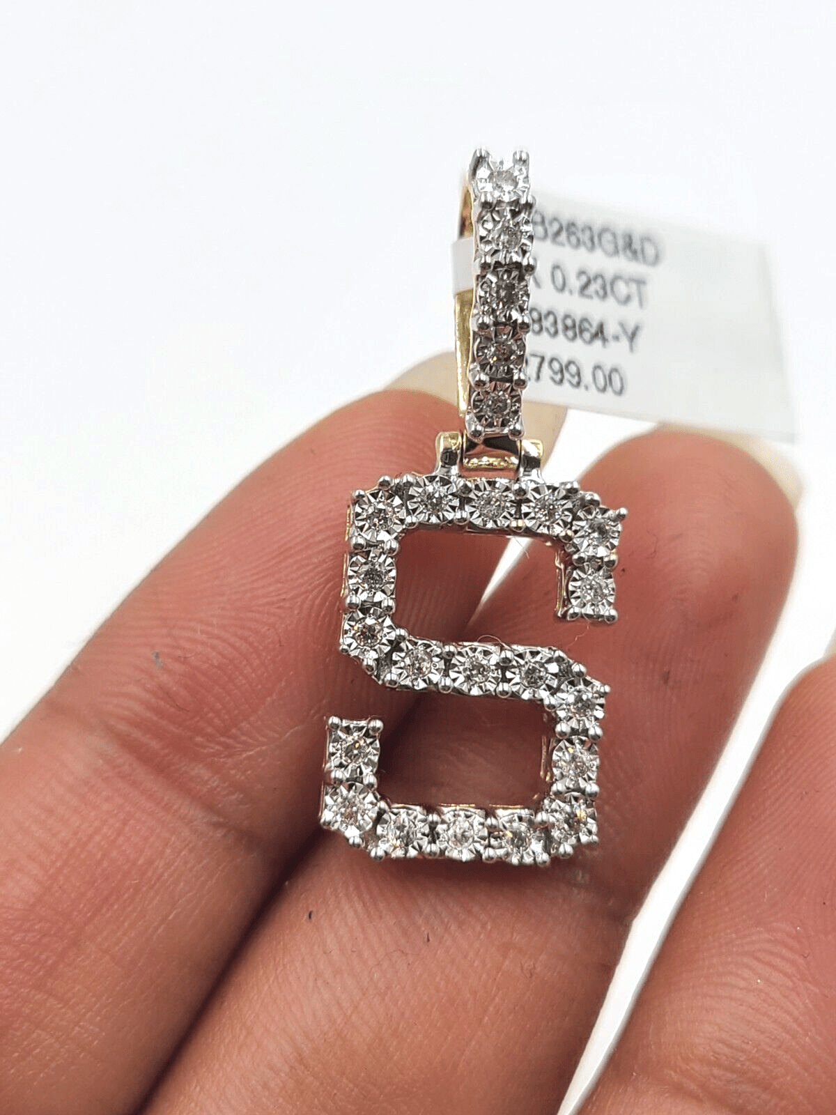 Real 10k Gold & Diamond Letter "S" Initial Alphabet Charm/Pendant 1.25". - Reva Jeweler
