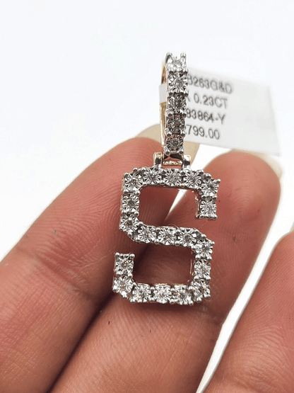 Real 10k Gold & Diamond Letter "S" Initial Alphabet Charm/Pendant 1.25". - Reva Jeweler
