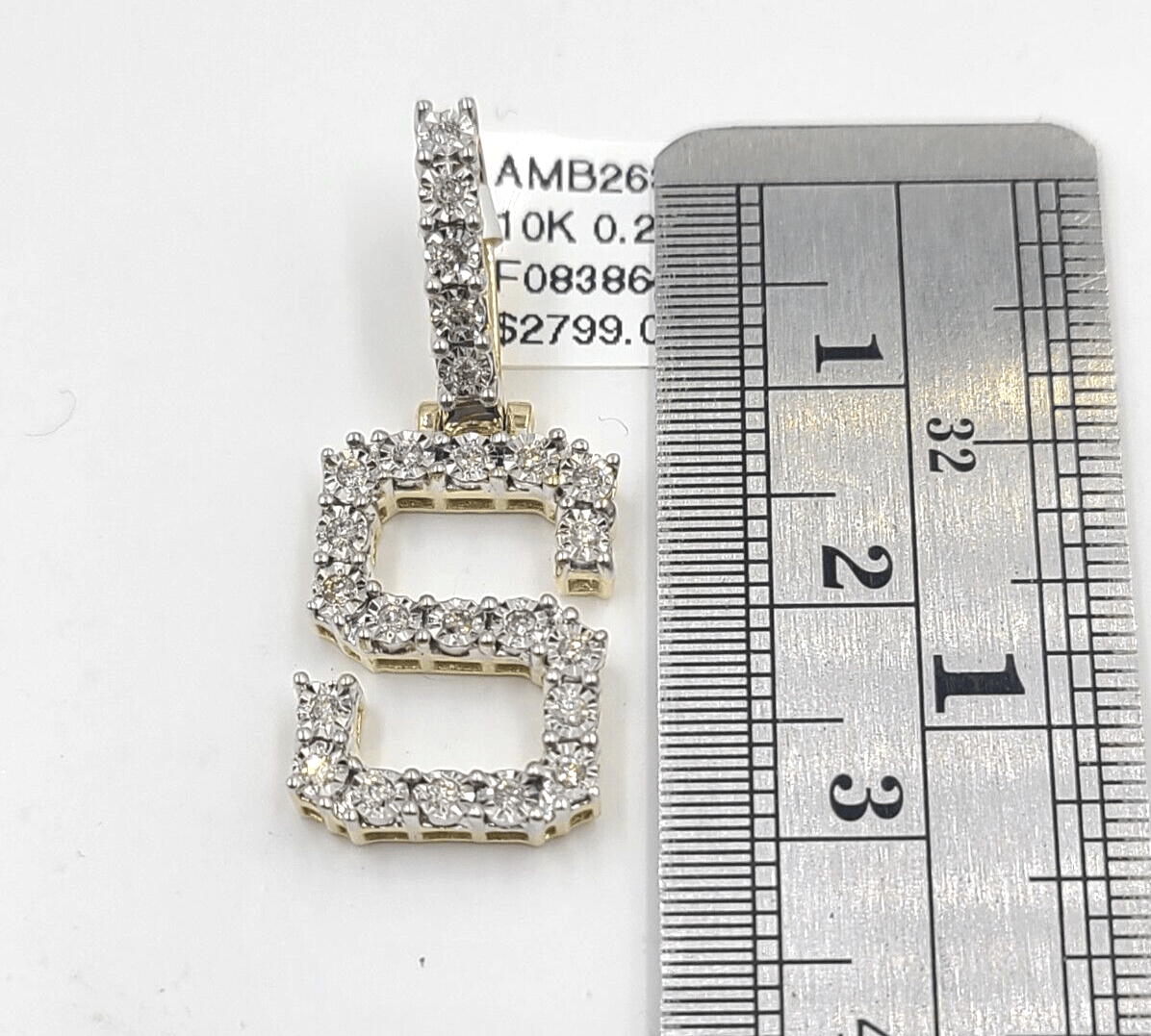 Real 10k Gold & Diamond Letter "S" Initial Alphabet Charm/Pendant 1.25". - Reva Jeweler