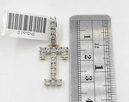 Real 10k Gold & Diamond Letter "T" Initial Alphabet Charm/Pendant 1.25". - Reva Jeweler