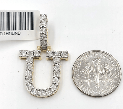 Real 10k Gold & Diamond Letter "U" Initial Alphabet Charm/Pendant 1.25". - Reva Jeweler