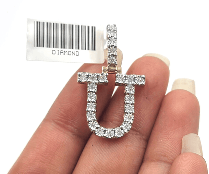 Real 10k Gold & Diamond Letter "U" Initial Alphabet Charm/Pendant 1.25". - Reva Jeweler