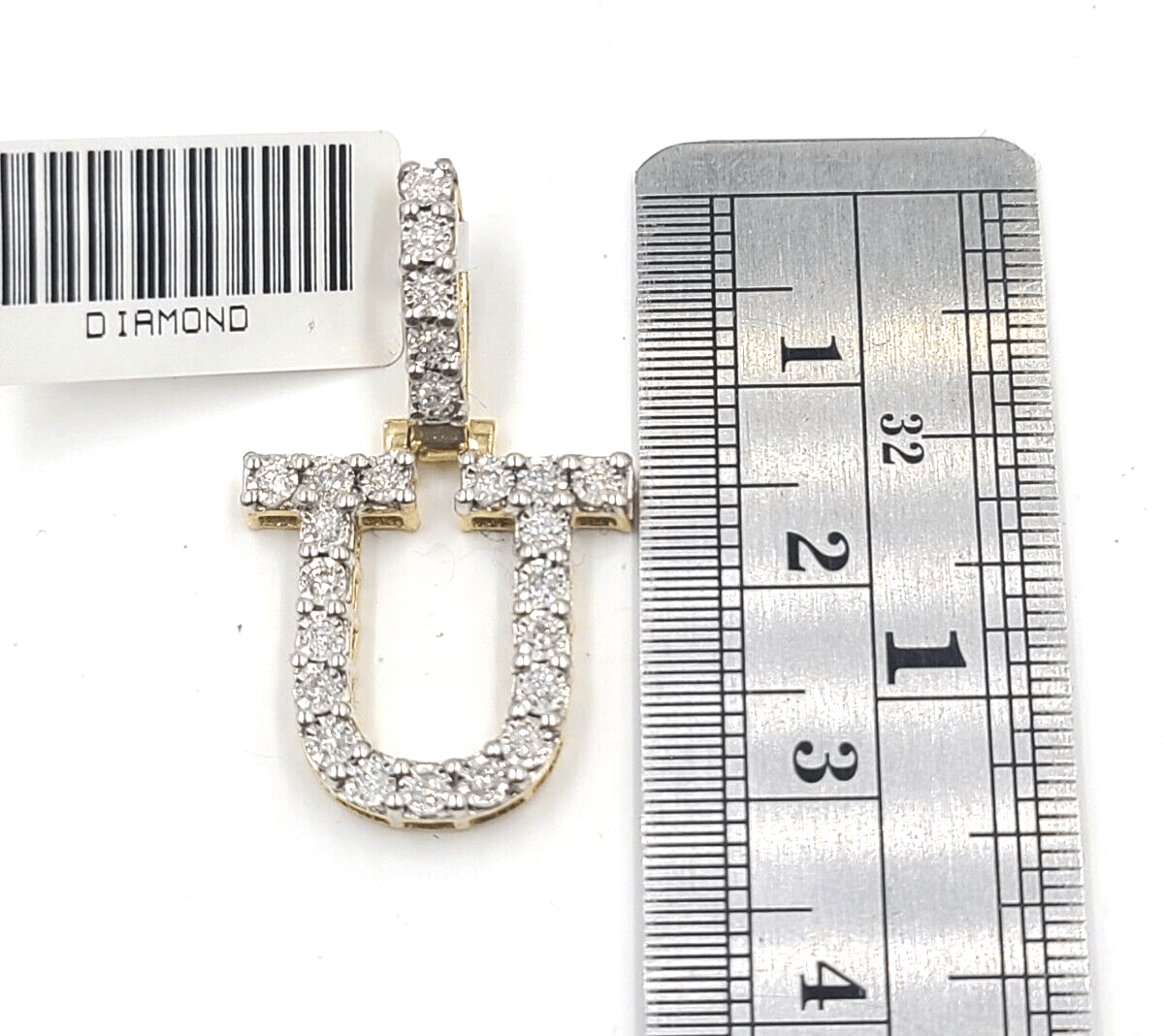 Real 10k Gold & Diamond Letter "U" Initial Alphabet Charm/Pendant 1.25". - Reva Jeweler