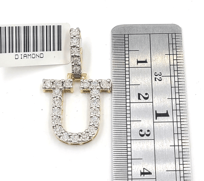 Real 10k Gold & Diamond Letter "U" Initial Alphabet Charm/Pendant 1.25". - Reva Jeweler