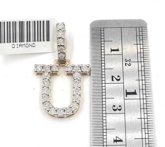Real 10k Gold & Diamond Letter "U" Initial Alphabet Charm/Pendant 1.25". - Reva Jeweler