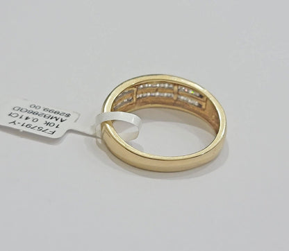 Real 10k Gold & Diamond Men's Band Wedding Engagement Ring REAL 10kt Yellow Gold - Reva Jeweler