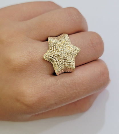 Real 10k gold Diamond Mens Ring Star Layer Band 2 CT Natural Diamond Yellow Gold - Reva Jeweler