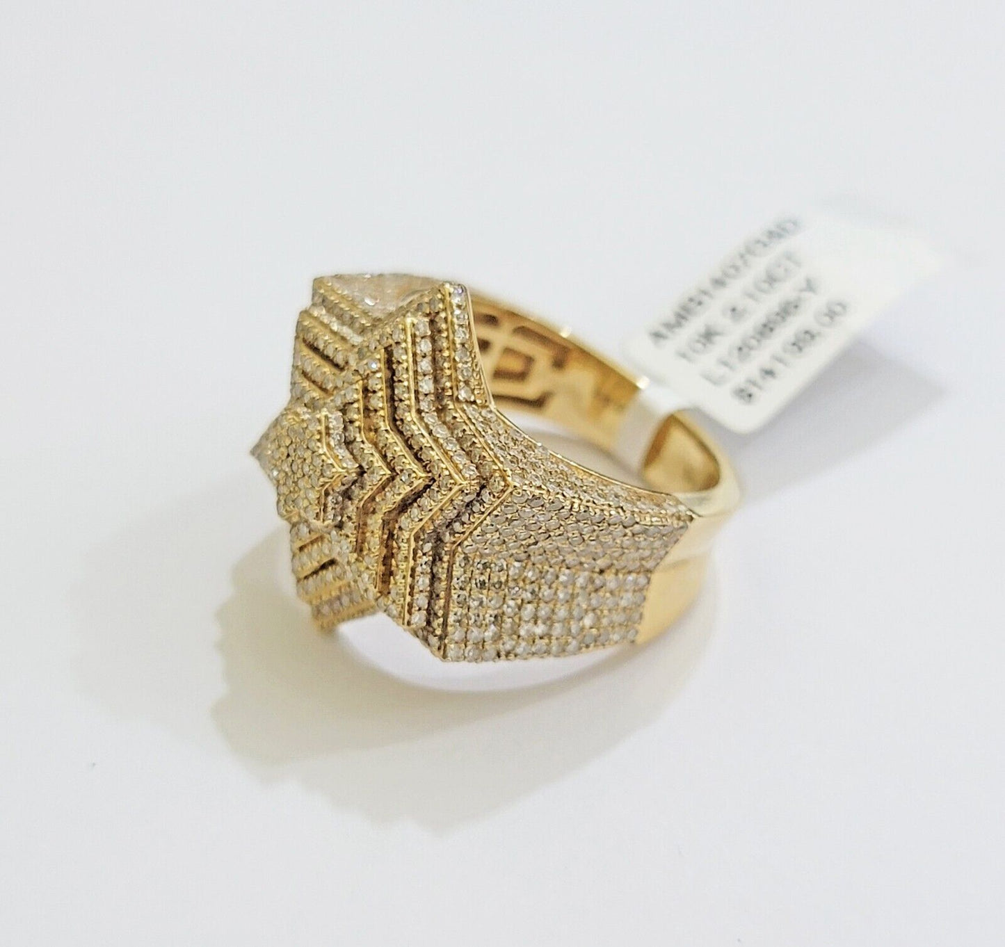 Real 10k gold Diamond Mens Ring Star Layer Band 2 CT Natural Diamond Yellow Gold - Reva Jeweler