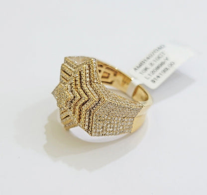 Real 10k gold Diamond Mens Ring Star Layer Band 2 CT Natural Diamond Yellow Gold - Reva Jeweler