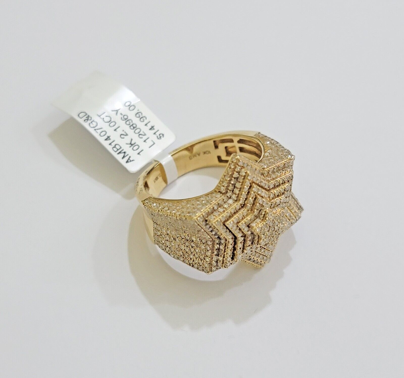 Real 10k gold Diamond Mens Ring Star Layer Band 2 CT Natural Diamond Yellow Gold - Reva Jeweler