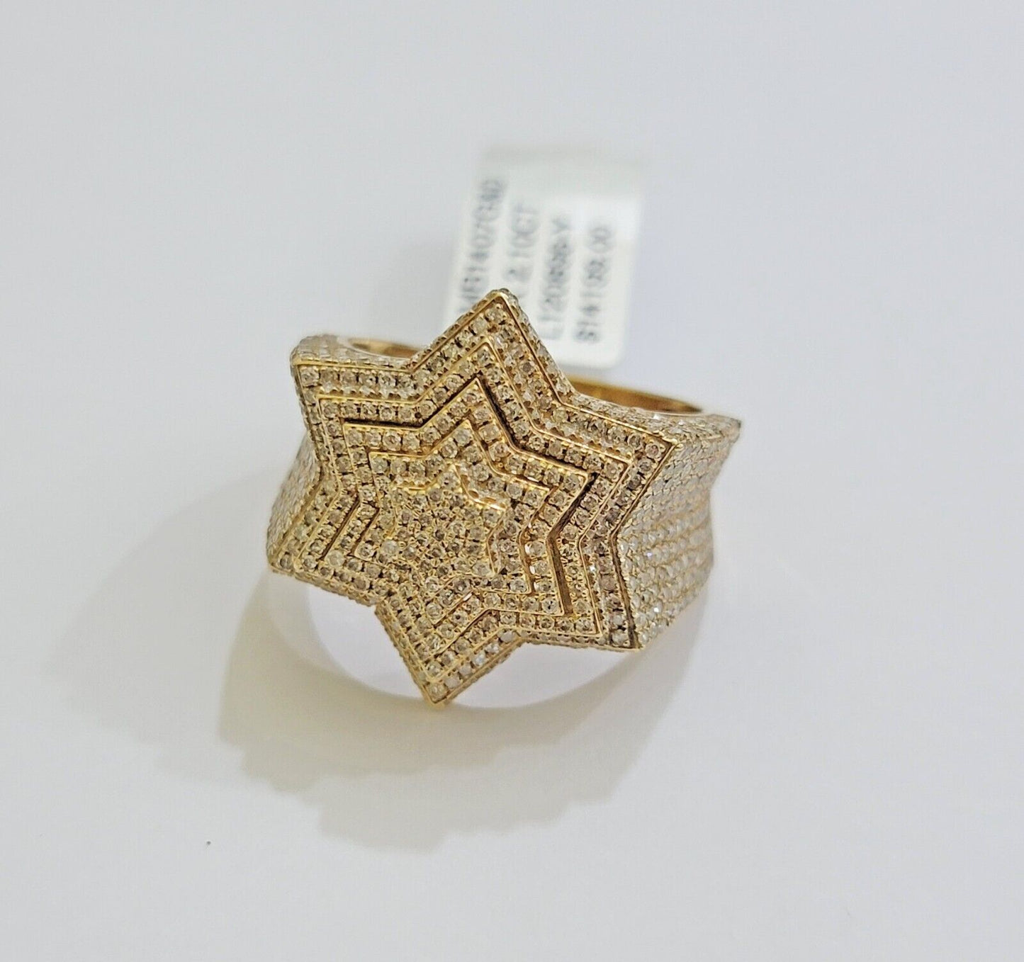 Real 10k gold Diamond Mens Ring Star Layer Band 2 CT Natural Diamond Yellow Gold - Reva Jeweler