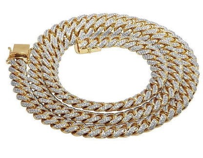 REAL 10k Gold Diamond Necklace Chain Miami cuban Link Tennis 26" 11mm 23CT SOLID - Reva Jeweler