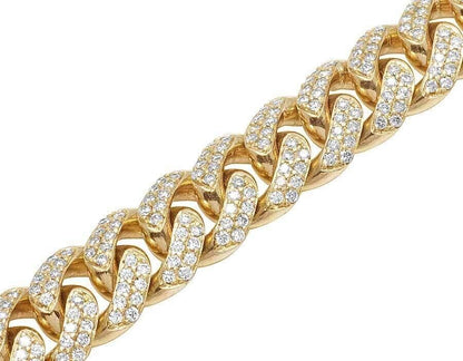 REAL 10k Gold Diamond Necklace Chain Miami cuban Link Tennis 26" 11mm 23CT SOLID - Reva Jeweler