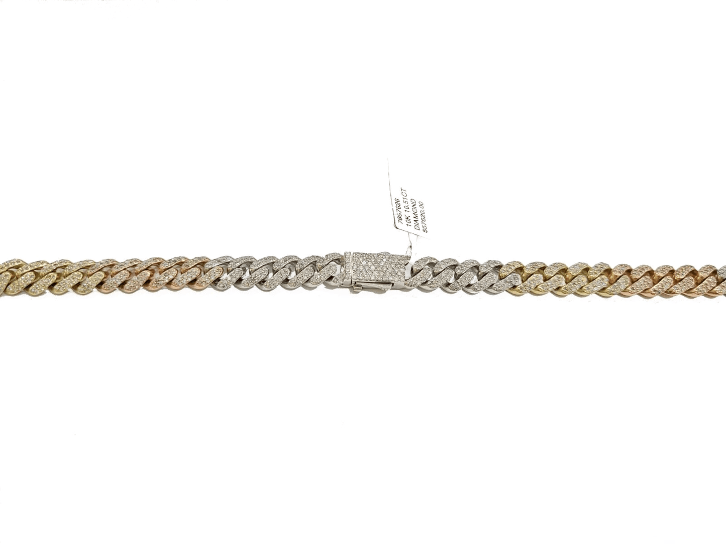 Real 10k Gold Diamond Necklace cuban Link Chain 20" 8mm 10 CT Tri color Gold men - Reva Jeweler