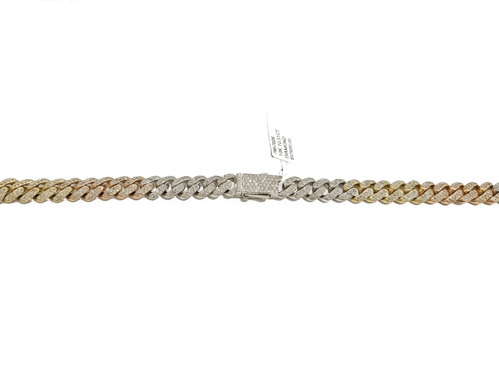 Real 10k Gold Diamond Necklace cuban Link Chain 20" 8mm 10 CT Tri color Gold men - Reva Jeweler