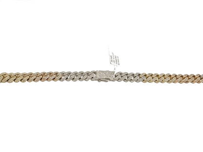 Real 10k Gold Diamond Necklace cuban Link Chain 20" 8mm 10 CT Tri color Gold men - Reva Jeweler
