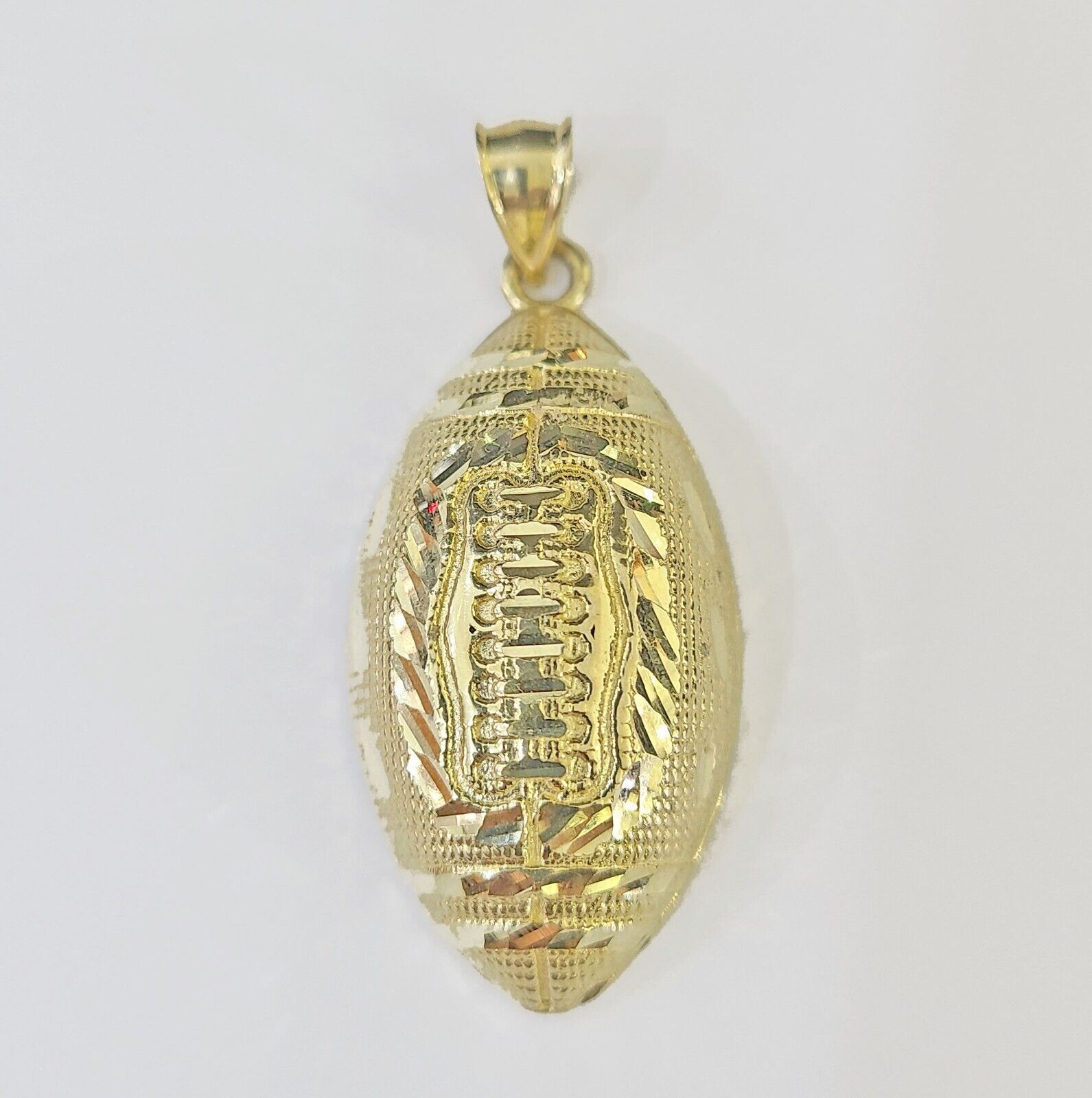 Real 10K Gold FootBall Charm Diamond Cut 10kt yellow Gold Charm - Reva Jeweler
