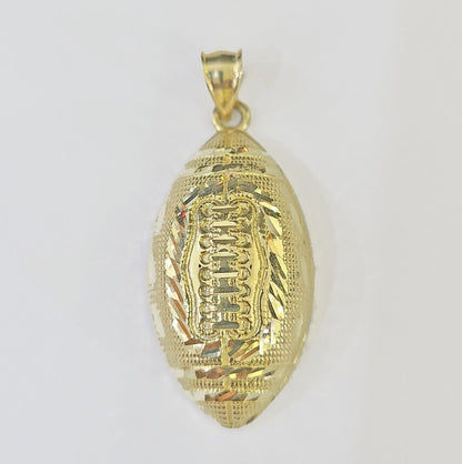 Real 10K Gold FootBall Charm Diamond Cut 10kt yellow Gold Charm - Reva Jeweler
