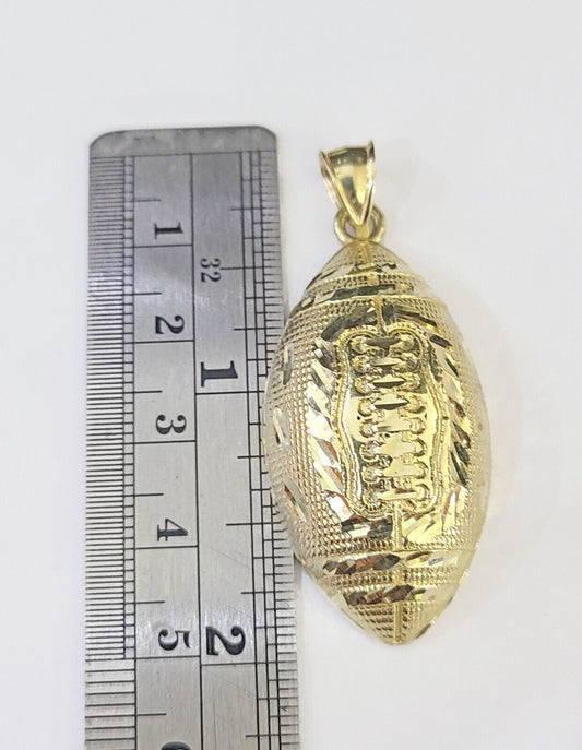 Real 10K Gold FootBall Charm Diamond Cut 10kt yellow Gold Charm - Reva Jeweler