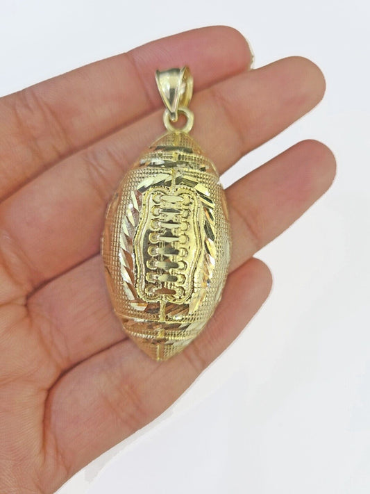 Real 10K Gold FootBall Charm Diamond Cut 10kt yellow Gold Charm - Reva Jeweler