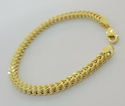 Real 10k Gold Franco Bracelet 8" 5mm 10kt Yellow Gold Authentic 10kt MEN STRONG - Reva Jeweler